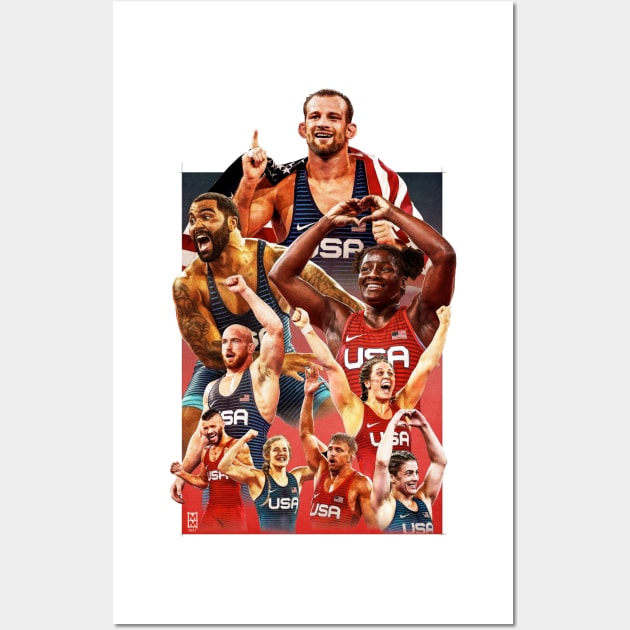 USA Olympic Wrestling Heroes Wall Art by Mattasticmitchell